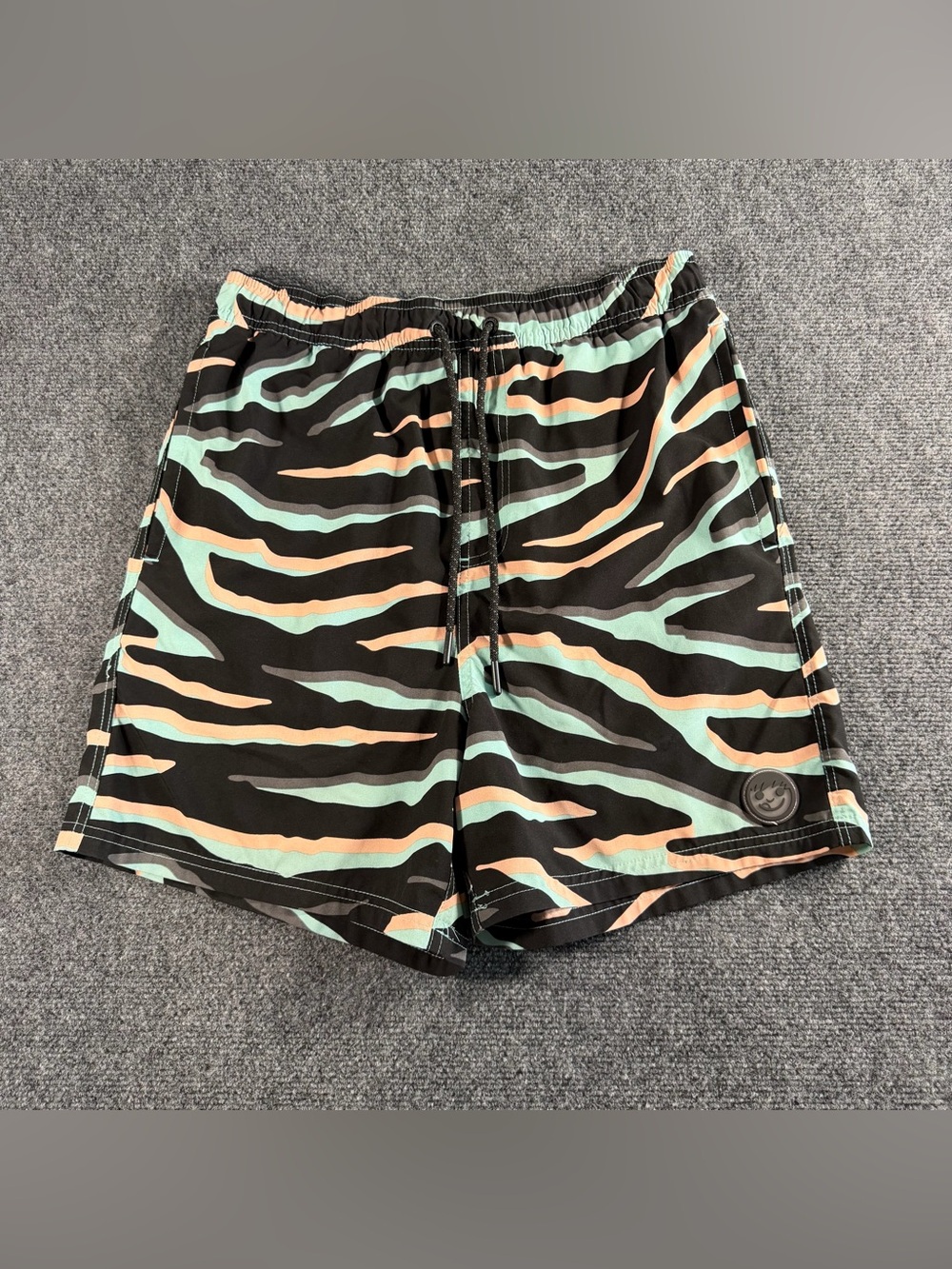 Neff Multi Color Zebra Stripe Swim Trunks Board Shorts Youth Boys SZ Large